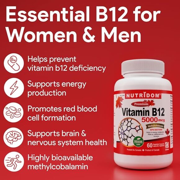 Vitamin B12 5000mcg 60 Caps - Image 2